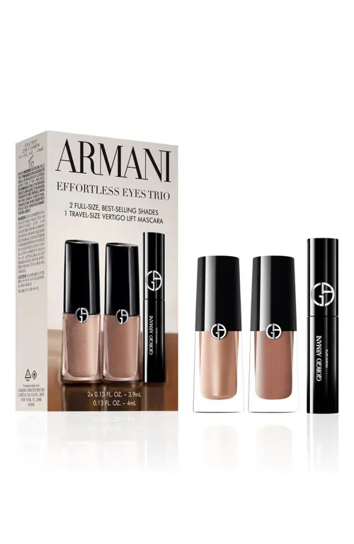 ARMANI Effortless Eyes Eyeshadow & Mascara Trio Gift Set $94 Value in Cashew/Sparkle/black at Nordstrom | Nordstrom