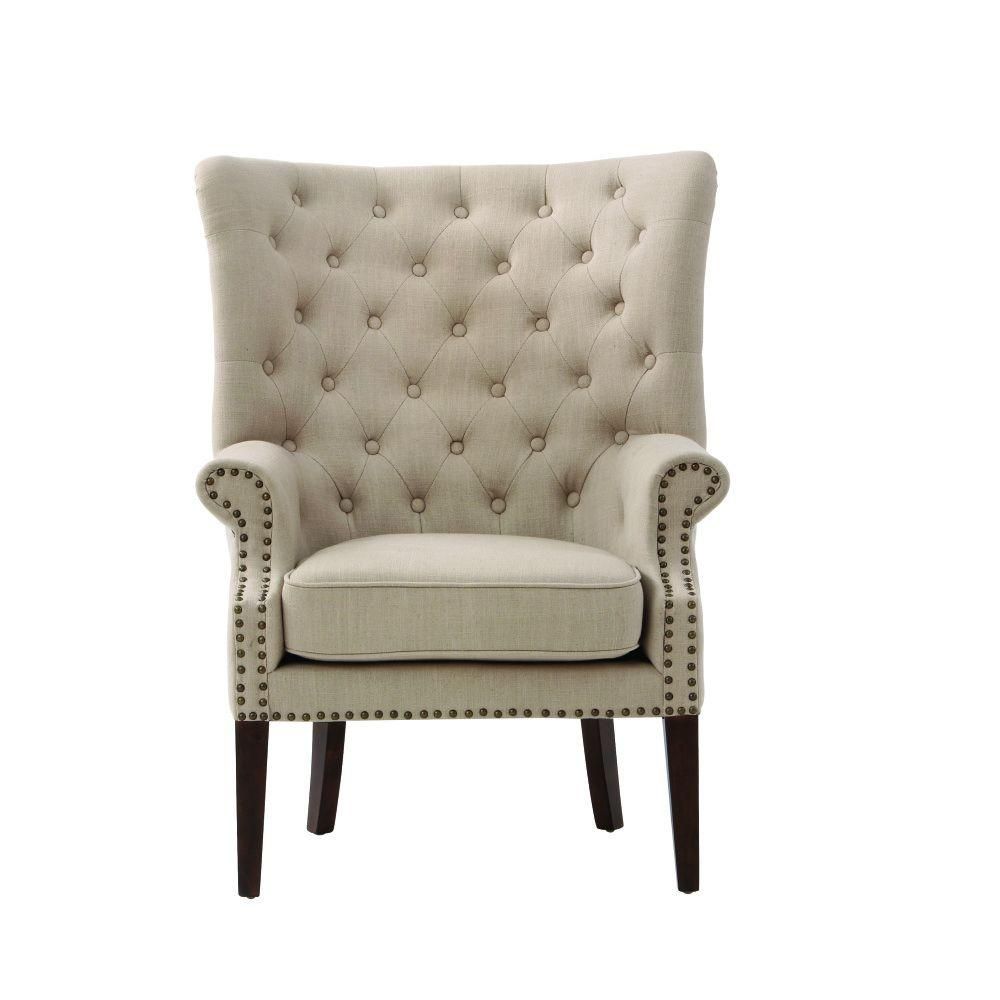 Ernest Dark Beige Polyester Arm Chair | The Home Depot