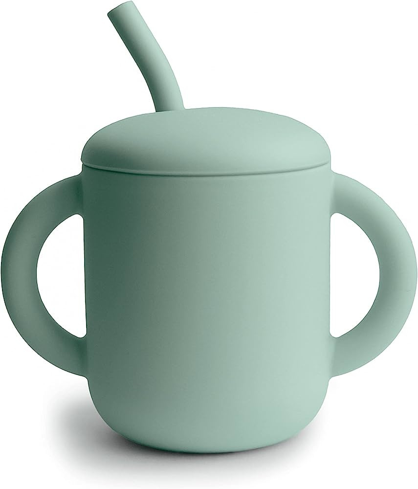 mushie 100% Silicone Training Cup & Straw for Toddlers | 6 Months+ (Cambridge Blue) 6 fl oz | Amazon (US)