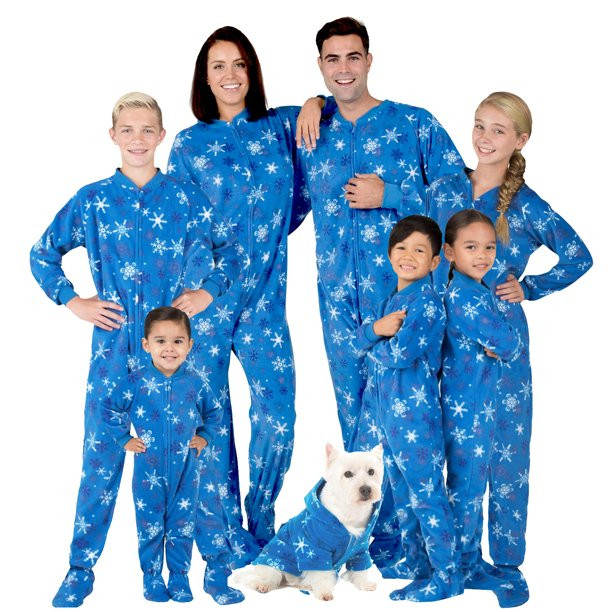 Footed Pajamas - Family Matching Snow Blizzard Day Onesies for Boys, Girls, Men, Women and Pets -... | Walmart (US)