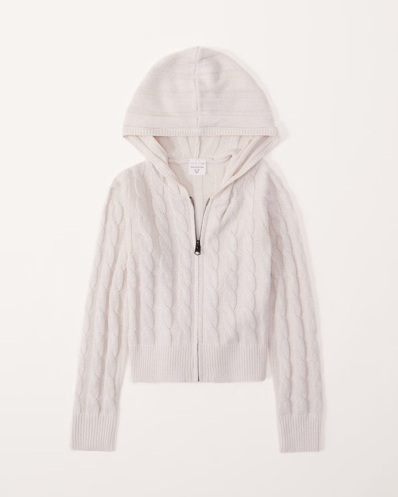 cable stitch full-zip hoodie | Abercrombie & Fitch (US)