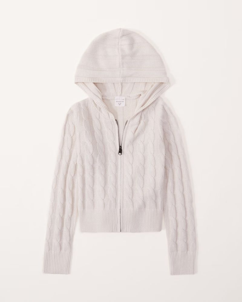 cable stitch full-zip hoodie | Abercrombie & Fitch (US)