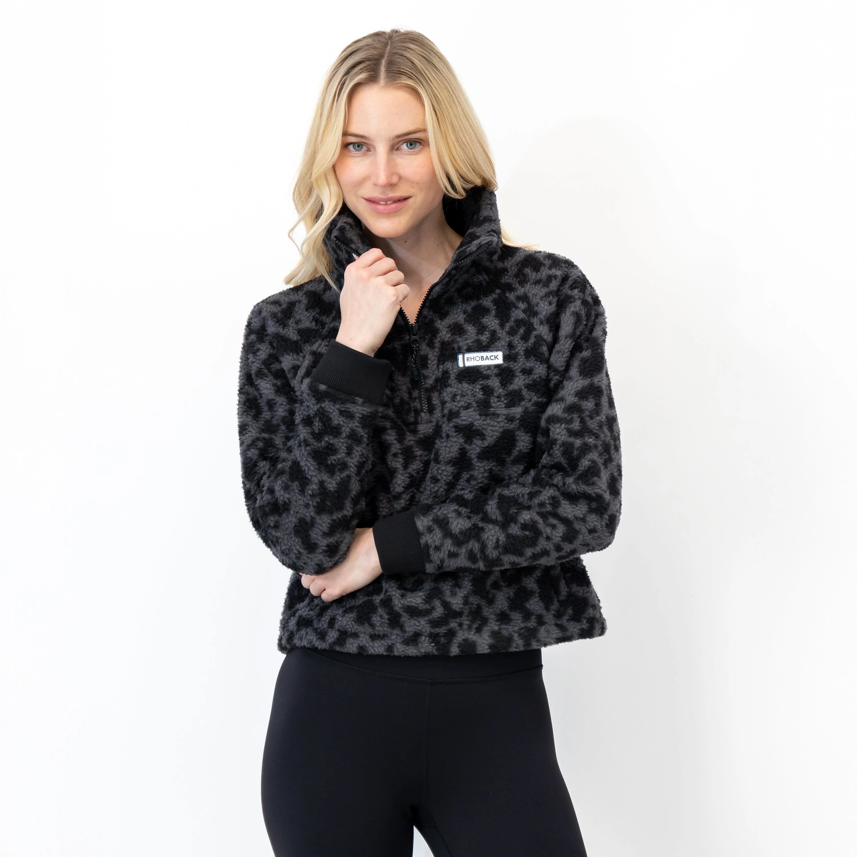 Rivanna Fleece Pullover - Leopard Camo - Charcoal Grey | Rhoback | RHOBACK