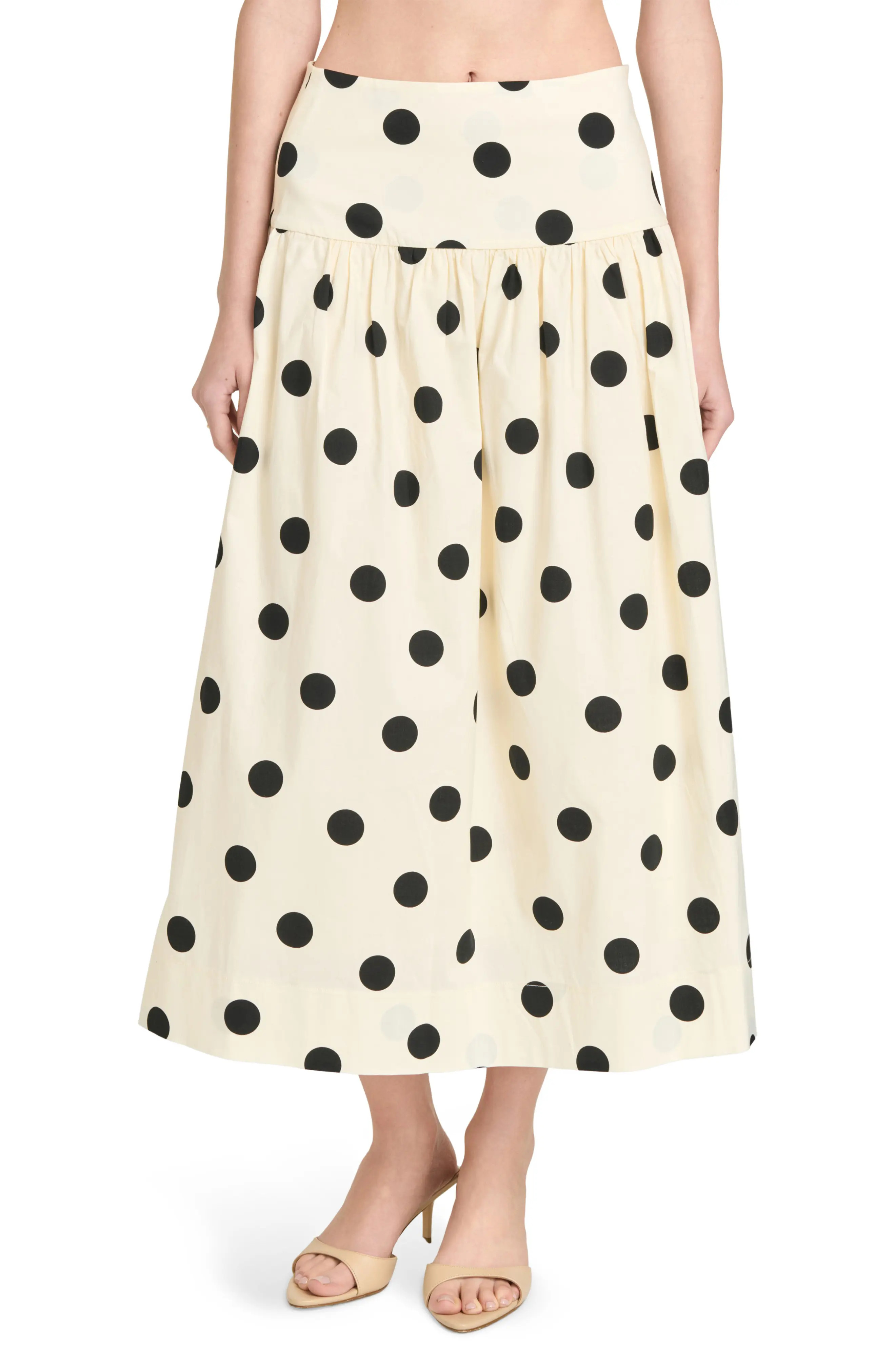 Mia Polka Dot Stretch Cotton Midi Skirt (Women) | Nordstrom | Nordstrom