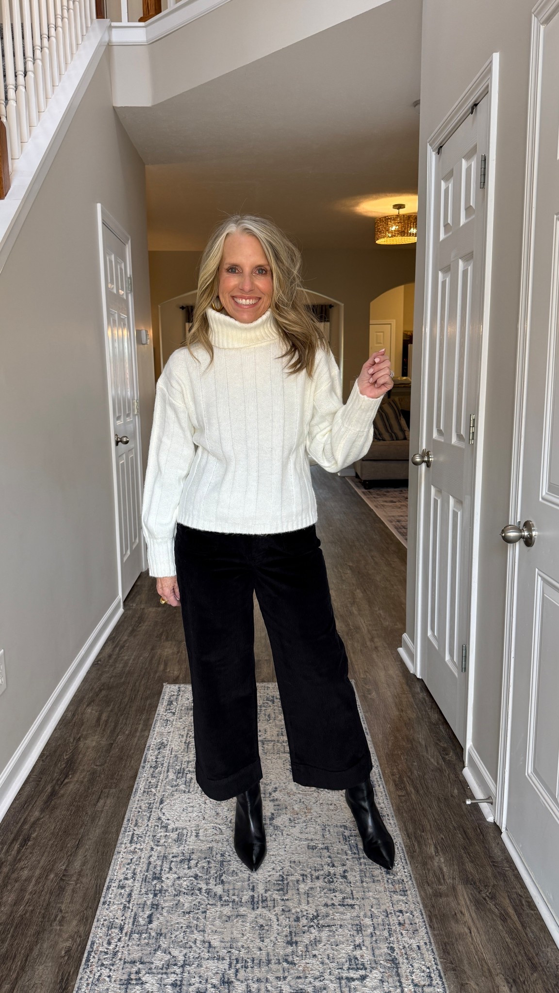 Oh boy…this one is so good. Corduroy pants and the cutest sweater. Wearing XS sweater and 27 pants (can also wear 26)

#LTKOver40 #LTKStyleTip #LTKHoliday
