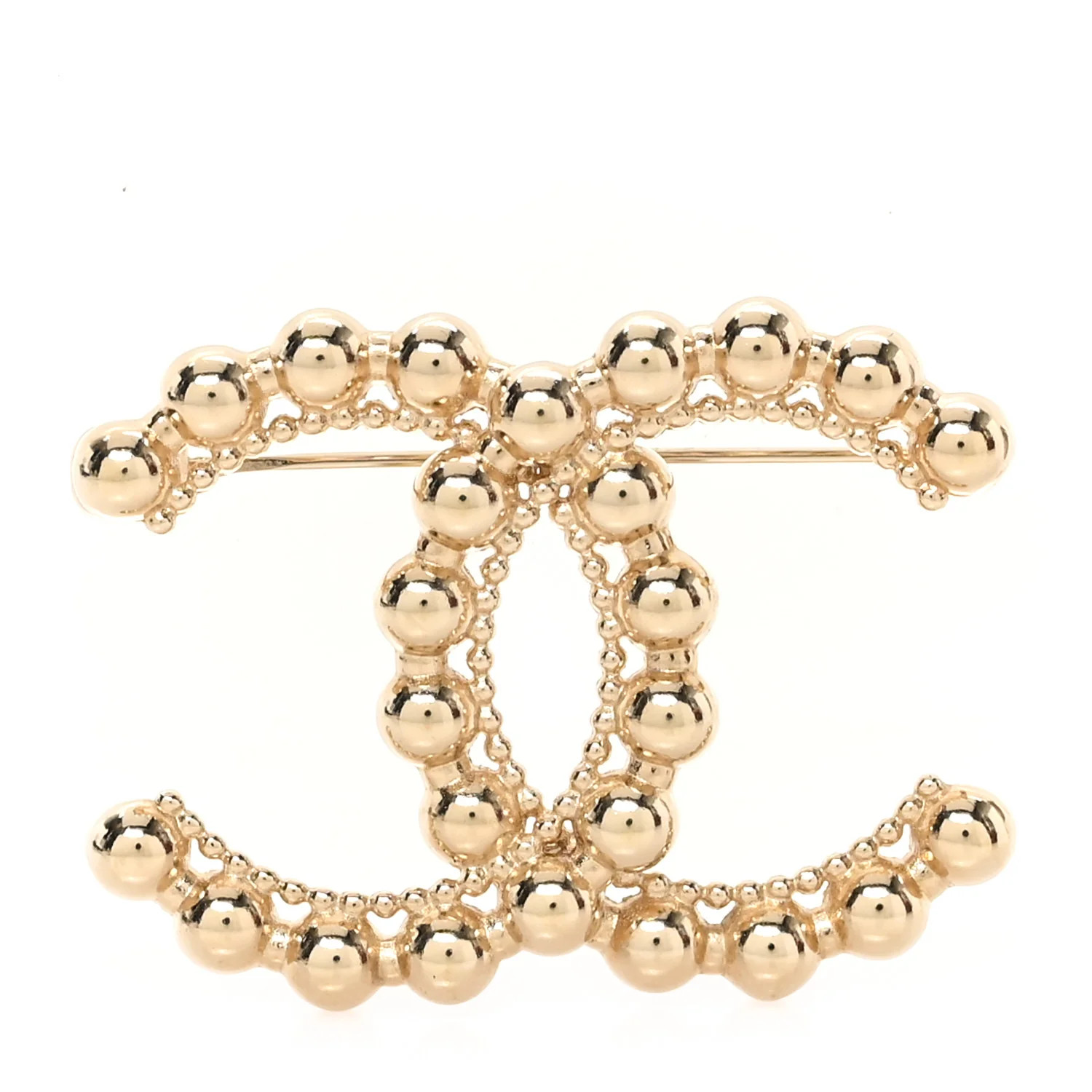 Metal Beaded CC Brooch Gold | FASHIONPHILE (US)