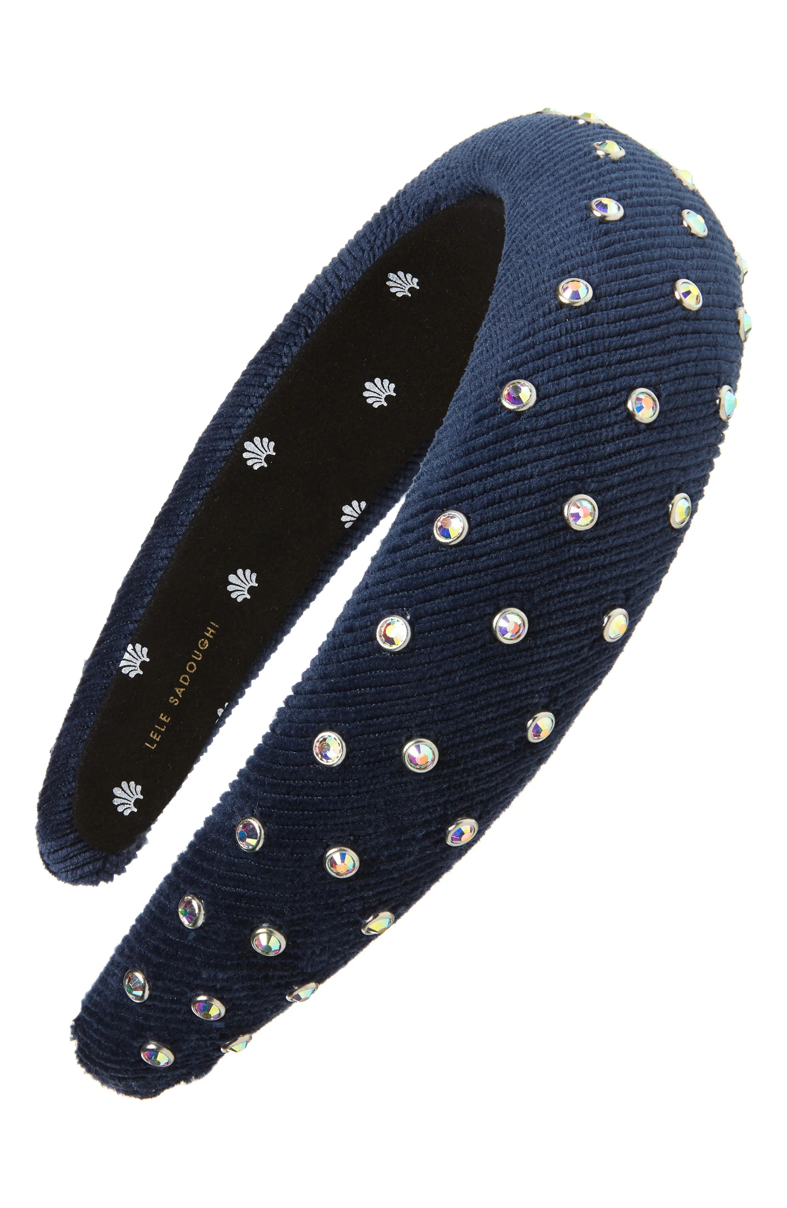 Lele Sadoughi Crystal Embellished Padded Headband, Size One Size - Blue | Nordstrom