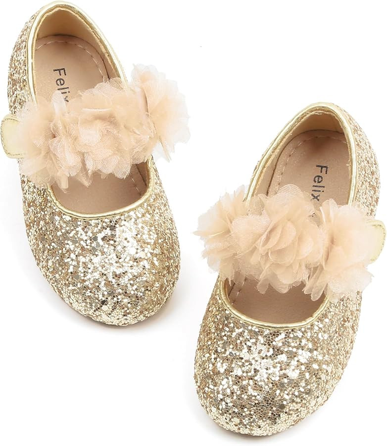 Felix & Flora Toddler Flower Girl Dress Shoes - Girl Ballet Flats Party School Shoes Wedding | Amazon (US)