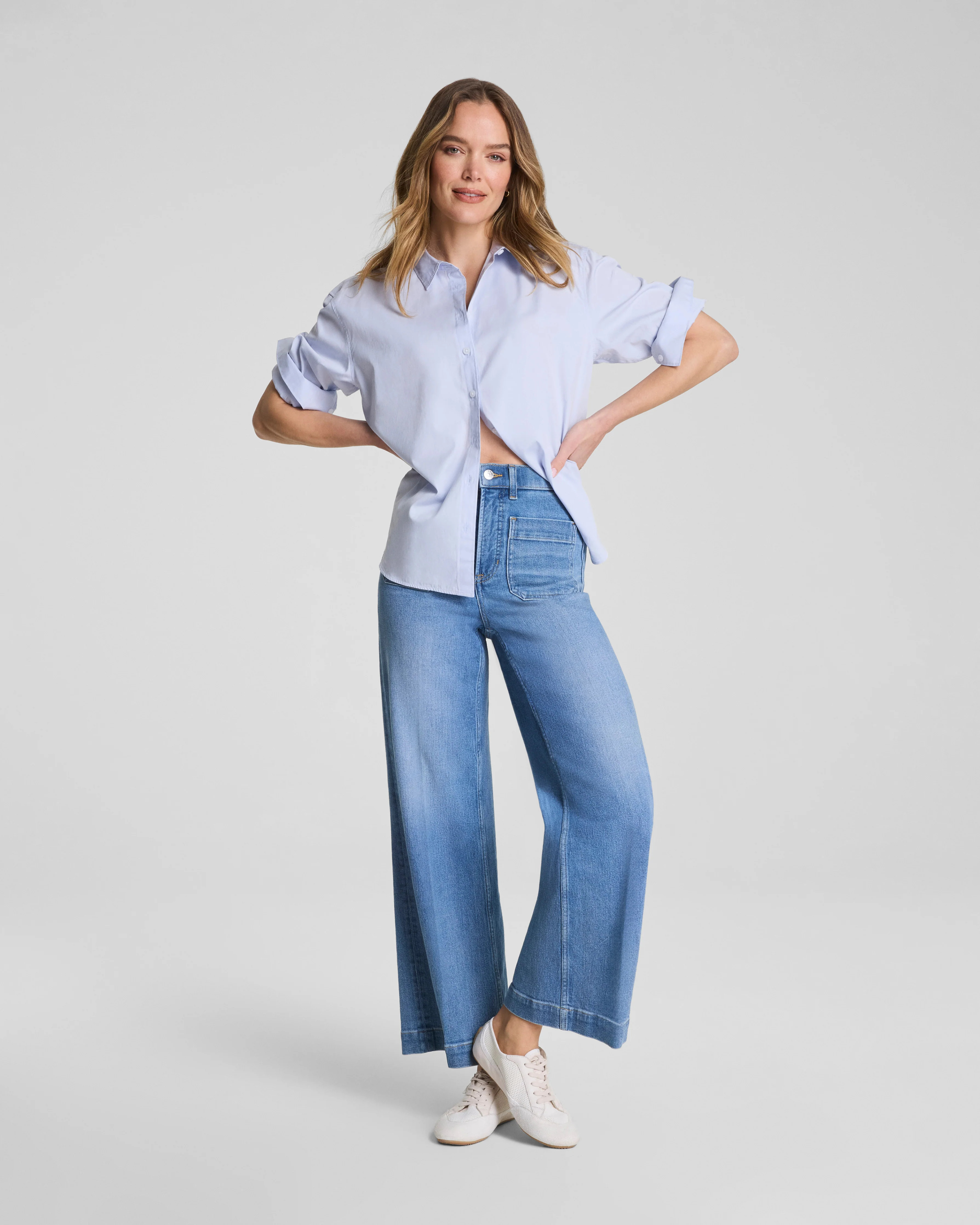 SPANXshape™ Authentic 360Cropped Wide Leg Jeans with Patch Pockets | Spanx