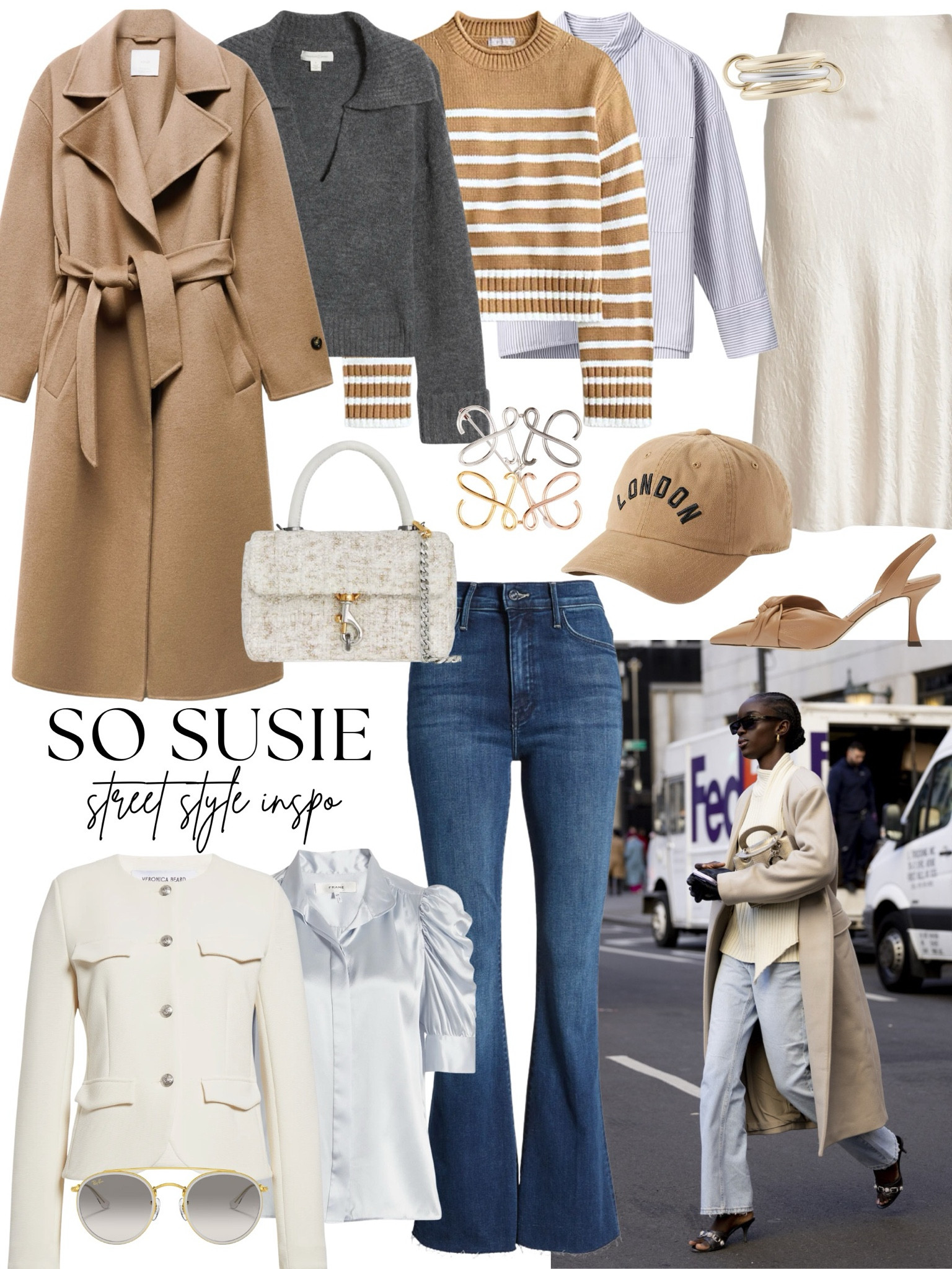 All of these pieces are super versatile, which makes it much easier to get dressed and style the pieces in your closet. For example everyone needs a good pair of nude heels, and these new Jimmy Choo sling backs fit the bill. Frame has been coming out with many pretty colors of the Gillian blouse —look at this light icy blue color. This v-neck collared sweater is a great layering piece and a few of the colors are currently on sale! Lastly, this camel wrap coat is new and is a great basic to have in your closet. 

#LTKGiftGuide #LTKSeasonal #LTKfindsunder100