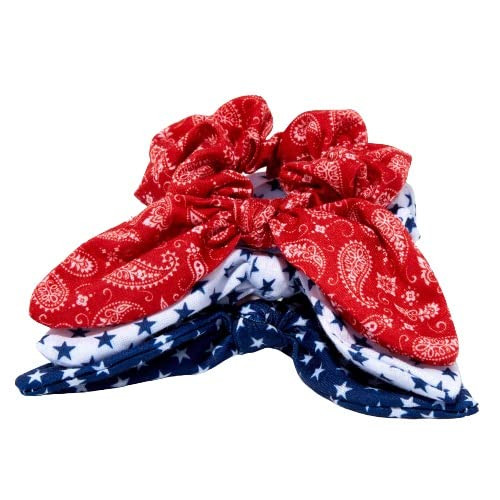 Claire's Red, White, & Printed Bow Hair Scrunchies 4th July Hair Accessories for Girls | Blue | Amazon (US)