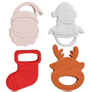 4 Pcs Christmas Teething Toys ，Soft Silicone Baby Soothing Christmas Teether Chew Toys，My Fir... | Amazon (US)