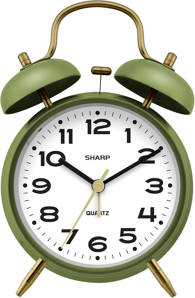 Sharp Twin Bell Alarm Clock, Loud Alarm Great for Heavy Sleepers - Stylish Matte Finish with Rust... | Amazon (US)