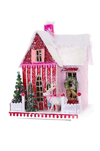 Cody Foster & Co 10.5" Red and Pink Candy Cane Bungalow Christmas Village House | Amazon (US)
