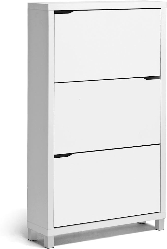 Baxton Studio Simms 3 Tier Modern Shoe Cabinet, White | Amazon (US)