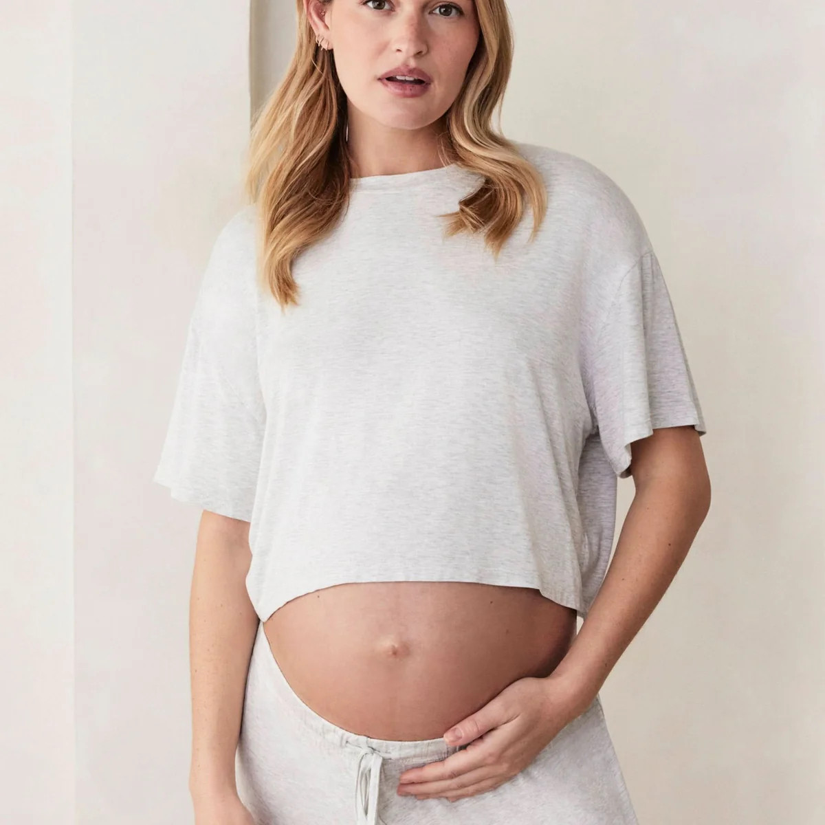 The Cloud Crop Women's Lounge Tee | Shop Bumpsuit's Maternity Loungewear Cloud Collection | BUMPSUIT