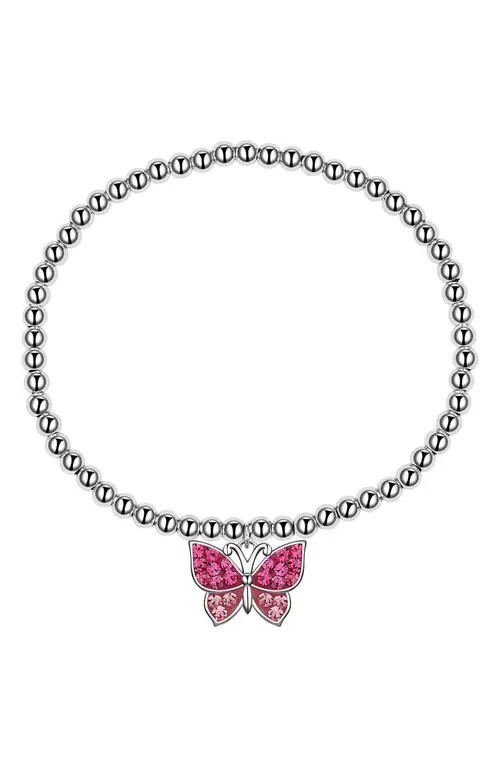 Lily Nily Kids' Crystal Butterfly Charm Stretch Bracelet in Pink at Nordstrom | Nordstrom