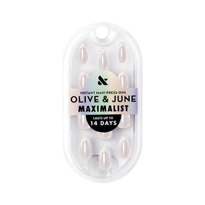 Olive & June Press-On Fake Nails - Maximalist - M Coffin - White Chrome French - 42ct: Almond Shape, Recycled Material | Target