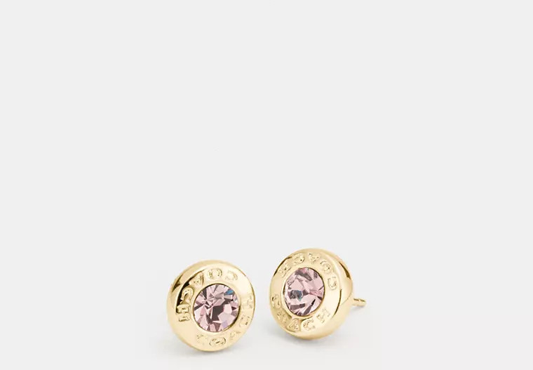 Open Circle Stone Stud Earrings | Coach Outlet US