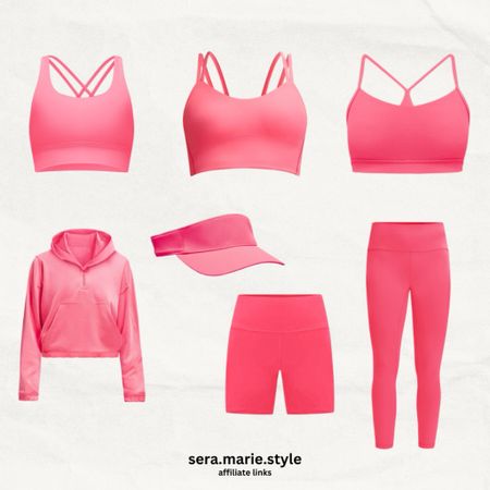 Lululemon athletic wear 
New color 
Pink athletic wear 
Biker shorts 
Pink sports bra 
Pink hoodie 
Pink leggings 
Pink women’s hat 
Athletic hat 
Women’s visor 
Summer style 
Summer comfy style 

#LTKStyleTip #LTKTravel #LTKFitness