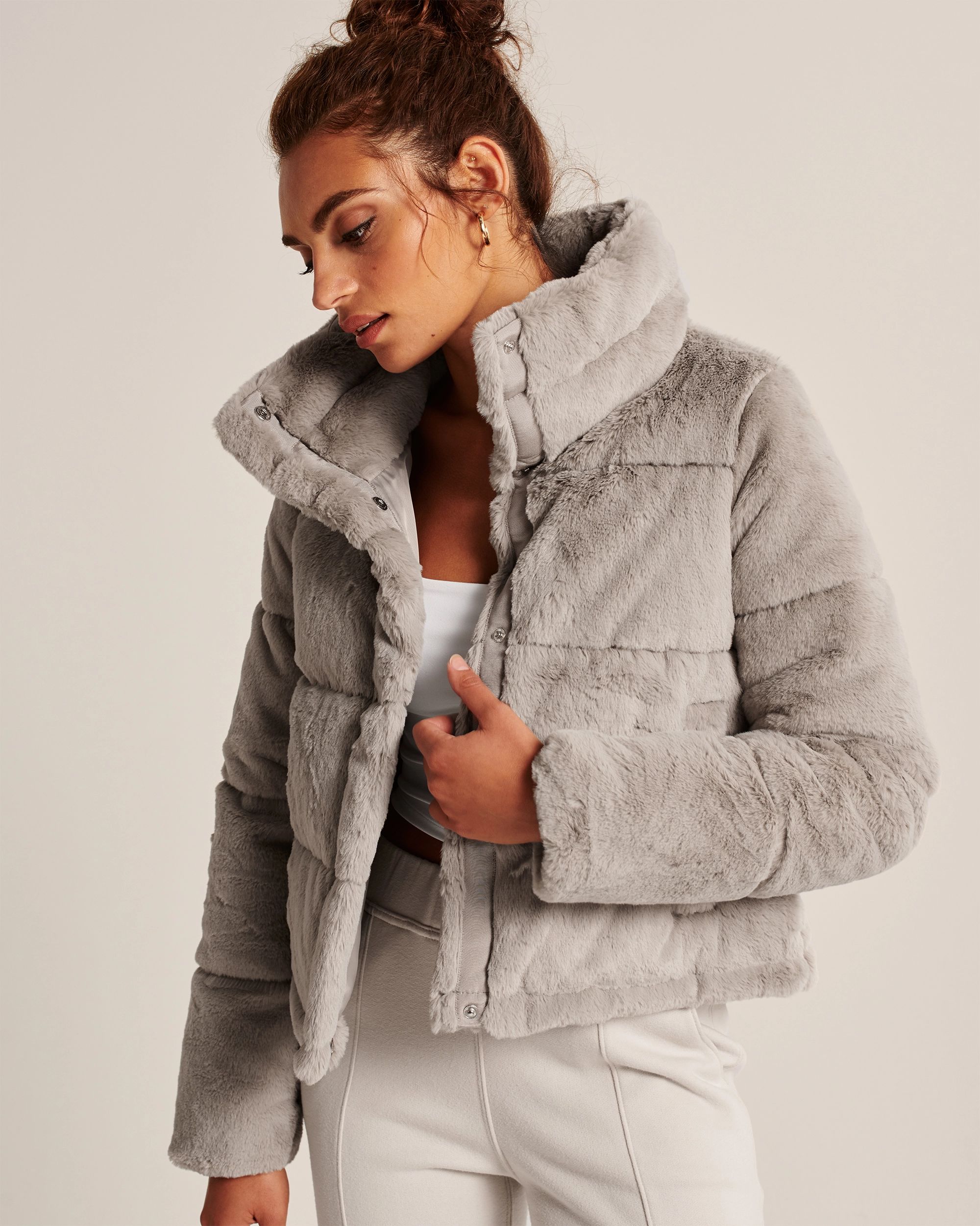 Women's Faux Fur Mini Puffer | Women's Coats & Jackets | Abercrombie.com | Abercrombie & Fitch (US)