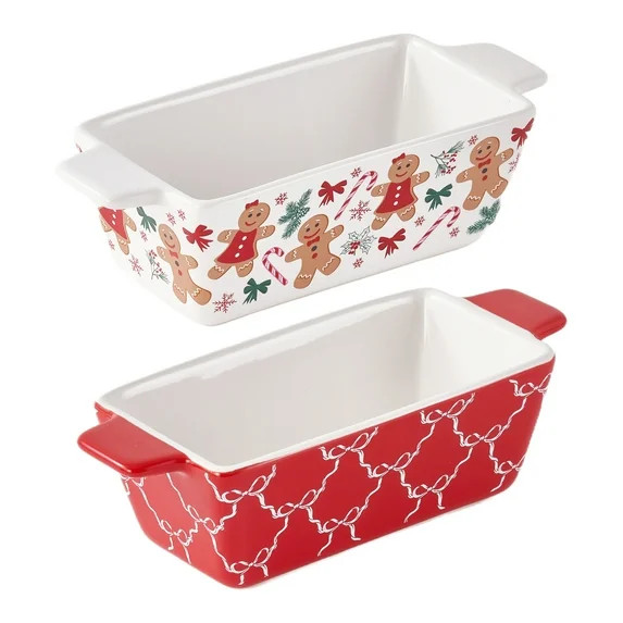 Holiday Time 2 Piece Mini Loaf Pan Gingerbread & Bow | Walmart (US)