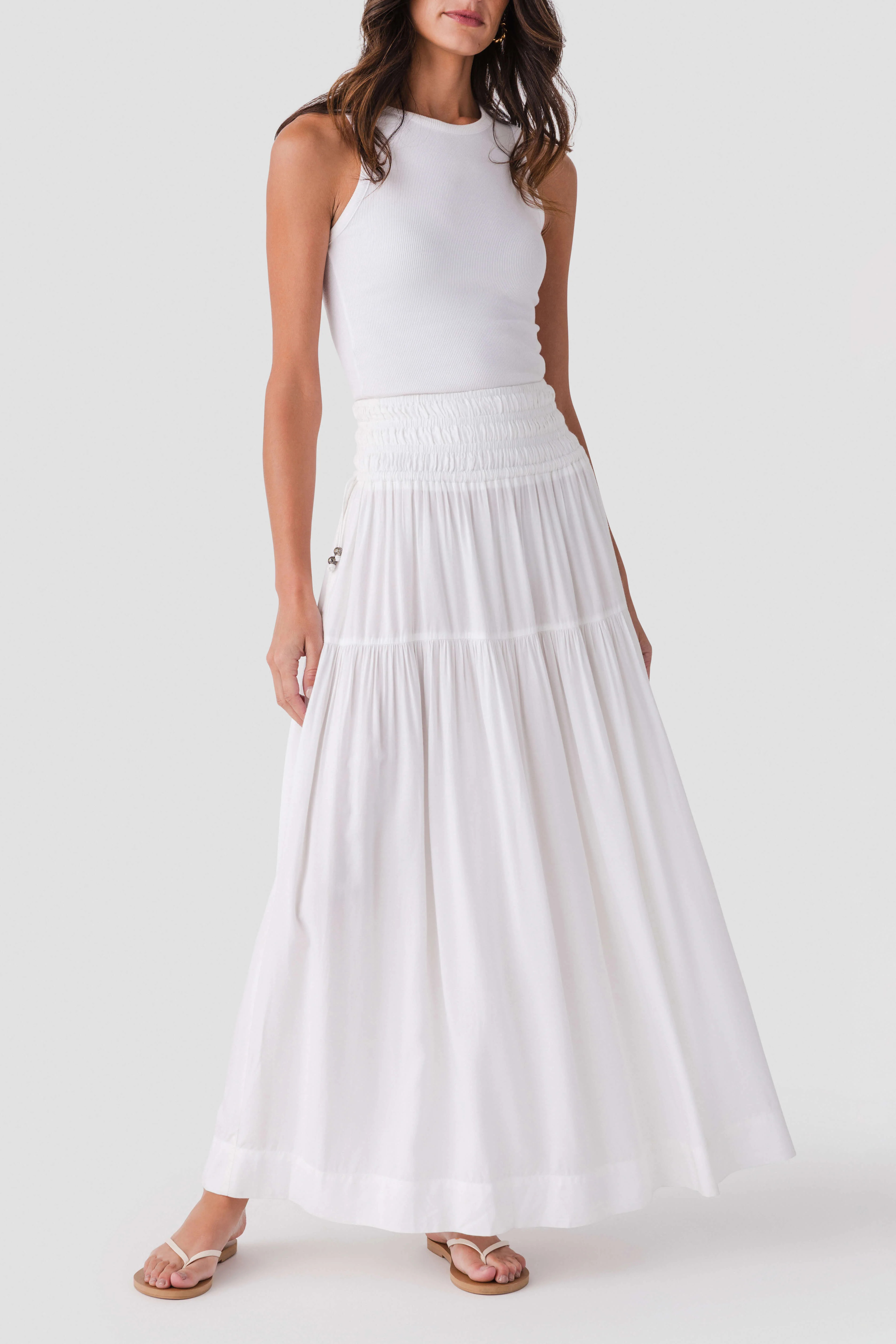 Elan Smocked Waist Maxi Skirt | Social Threads