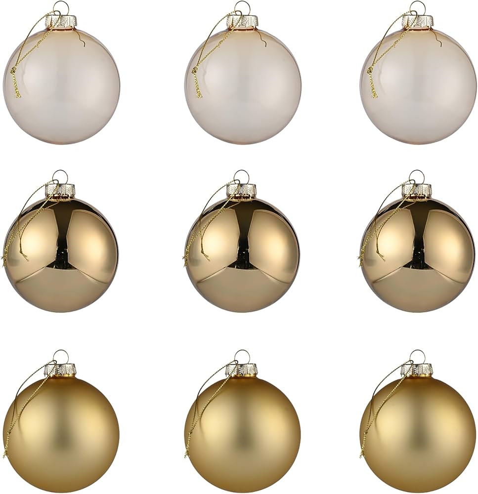 Gold Glass Christmas Ball Ornaments, 3.15" Christmas Hanging Ornament for Christmas Tree Set of 9... | Amazon (US)