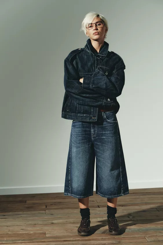 TRF MID-RISE DENIM JORTS SHORTS | Zara US