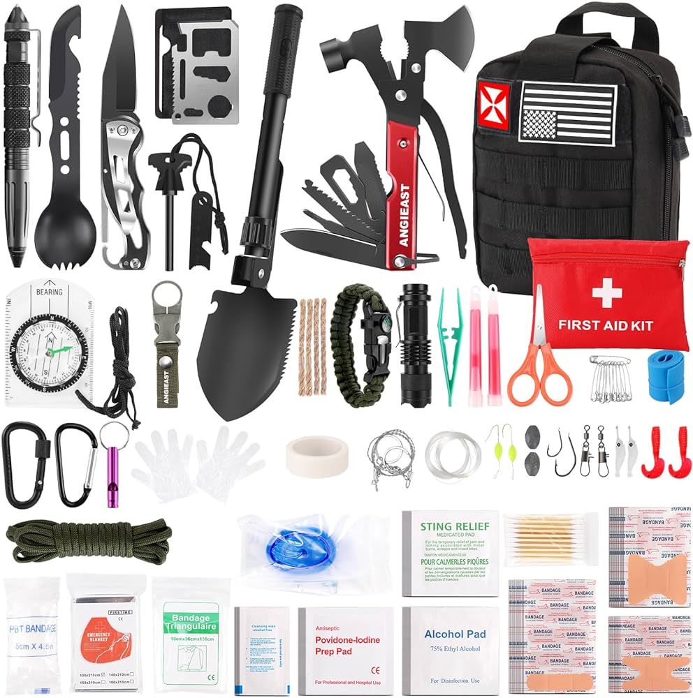Survival Kit, First Aid Kit Survival Gear Tools Trauma Kit with Molle Pouch for Outdoor, Camping,... | Amazon (US)