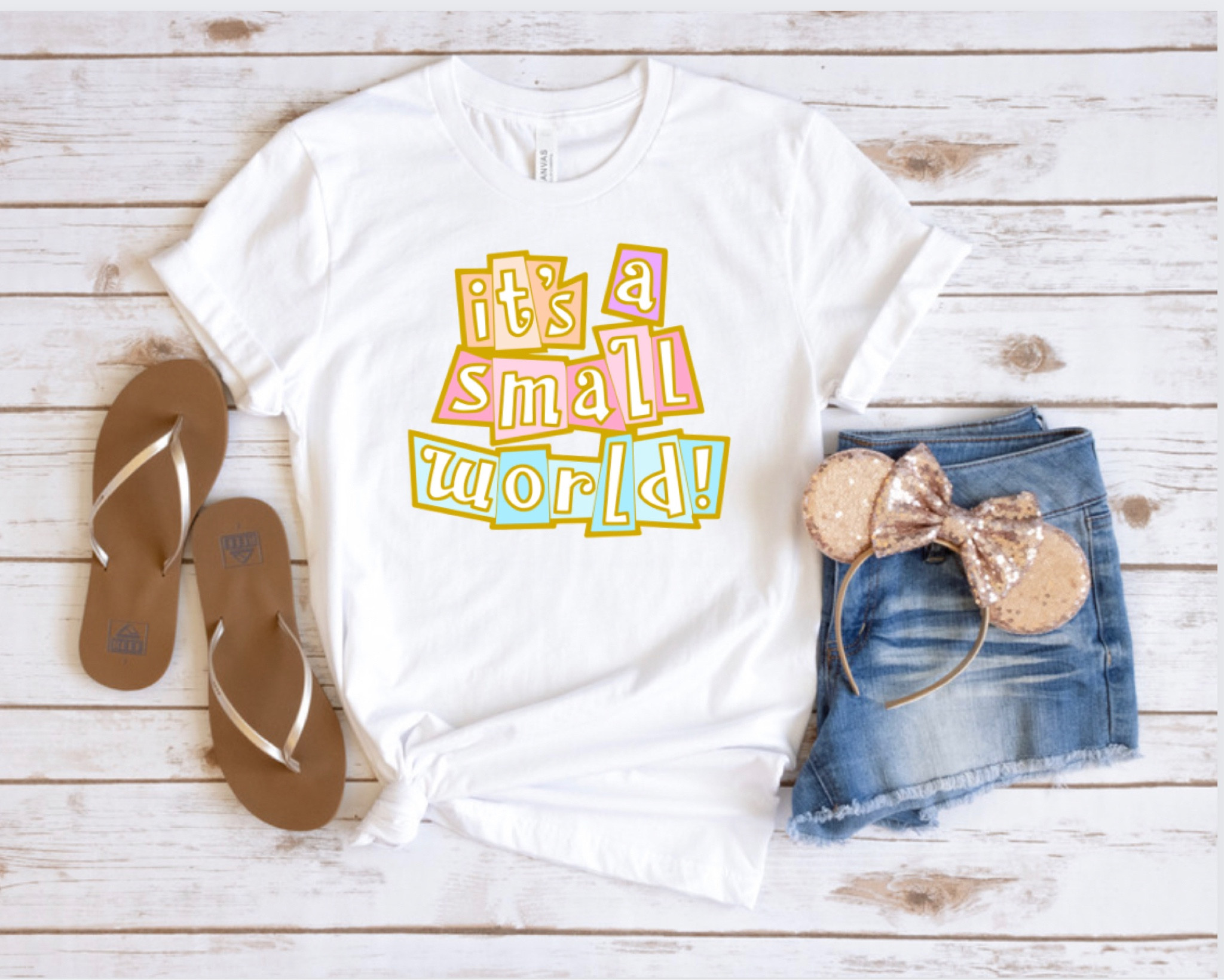 Disneyland t-shirt, Disney world magic kingdom Tshirt, it’s a small world gold pink teal sign t-shirt graphic tee, Disney vacation Tshirt, travel packing outfit ideas, Disney matching familt vacation t-shirts

#LTKGiftGuide #LTKtravel #LTKunder50