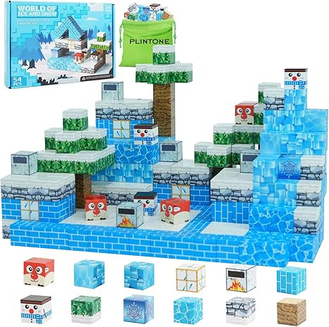 Magnetic Blocks - Magnet Building Cube Game, Ice and Snow Wonderland Building Blocks Set for Kids... | Amazon (US)
