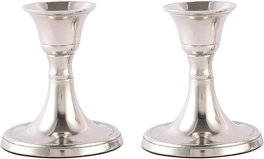 Rely+ Silver Candle Holder Set of 2 - Decorative Taper Candles for Candlesticks - Candle Stick Ca... | Amazon (US)