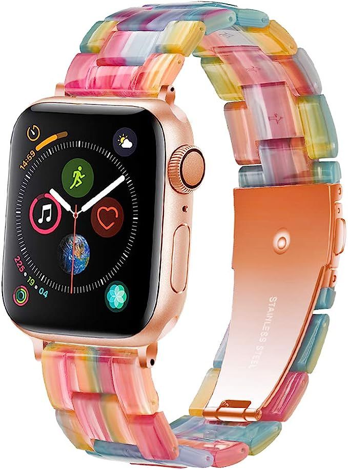 KM Compatible with Apple Watch Band - Fashion Resin iWatch Band Bracelet Compatible with Copper S... | Amazon (US)