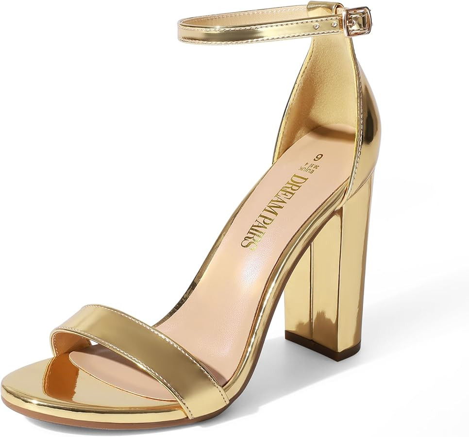 DREAM PAIRS Women's Hi-Chunk High Heel Pump Sandals | Amazon (US)