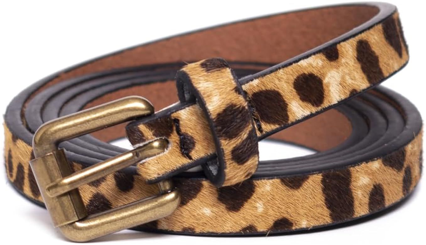 JIEDE Leopard Print Belt for Women Genuine Leather Waist Belts for Jeans | Amazon (US)