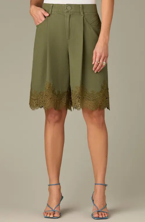 Wit & Wisdom Skyrise Lace Trim Bermuda Shorts in Forest Moss at Nordstrom, Size 14 | Nordstrom