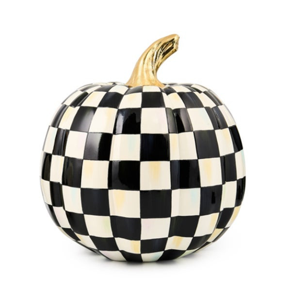 MacKenzie-Childs Courtly Check Glossy Medium Pumpkin Figurine | MacKenzie-Childs