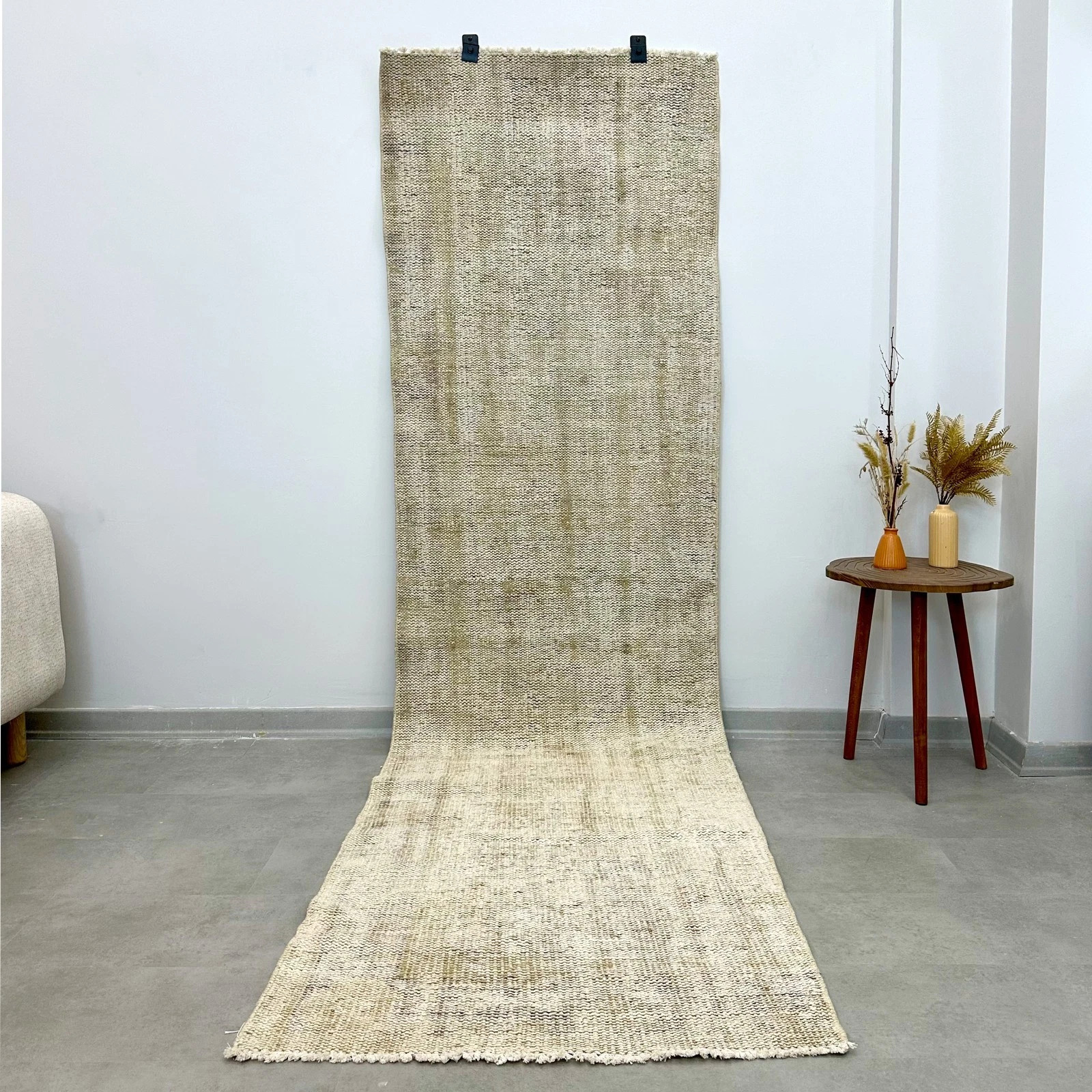 3x9 Vintage Turkish Oushak Runner, Beige Solid Rug, Handmade Wool, Bohemian Rug | eBay | eBay US