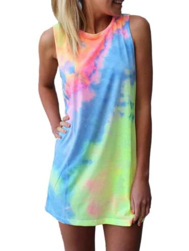 Womens Sleeveless Tank Top Blouse Tee Shirt Summer Holiday Mini Dresses Beach Sundress Casual | Walmart (US)