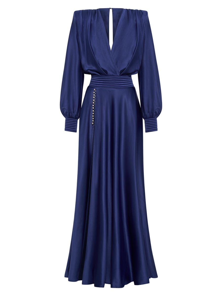 Chrystallia Satin Long-Sleeve Gown | Saks Fifth Avenue
