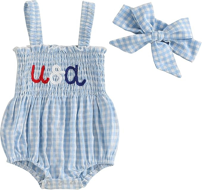 4th of July Outfits Baby Girl USA Romper Fourth of July Onesie Independence Day Bodysuit Memorial... | Amazon (US)