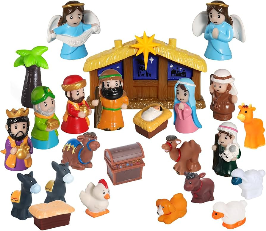 25 Pcs Nativity Set for Kids with Light, Christmas Nativity Toys Kids Nativity Play Set Include B... | Amazon (US)