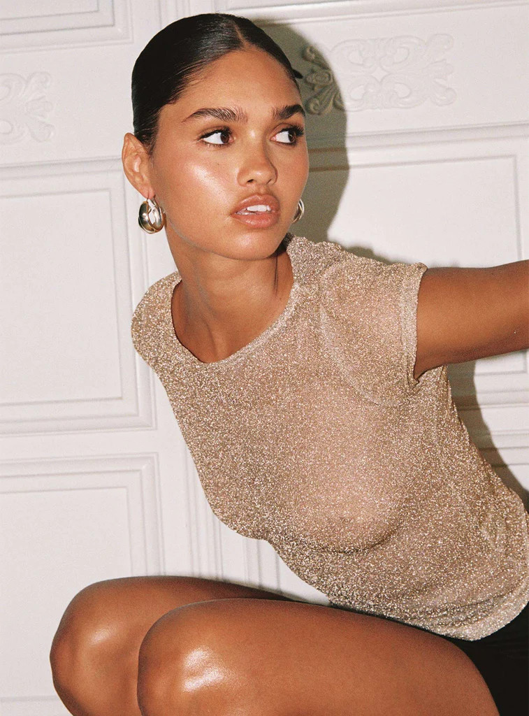 Crystal Clear Mesh Top Rose Gold | Princess Polly US