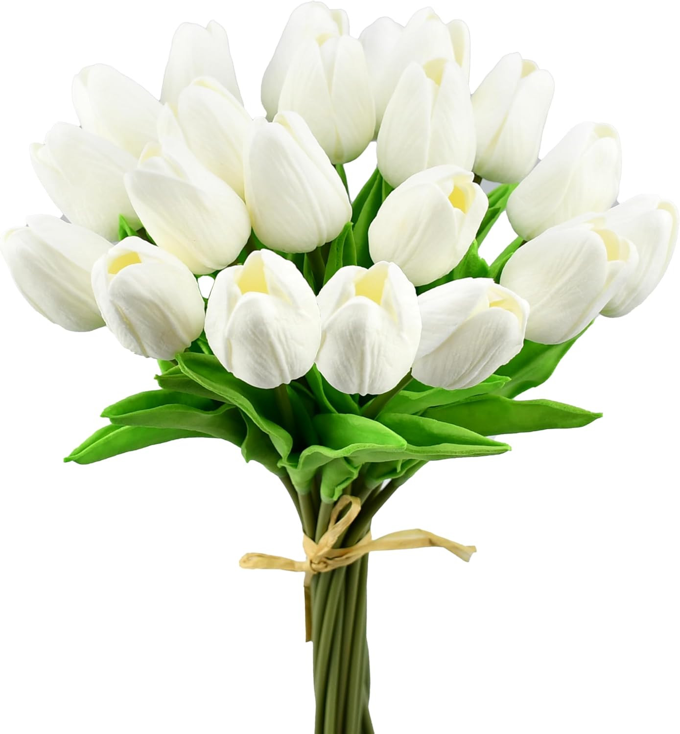 Mandy's 20 Stems Pure White Artificial Tulip Flowers for Home Centerpieces | Amazon (US)