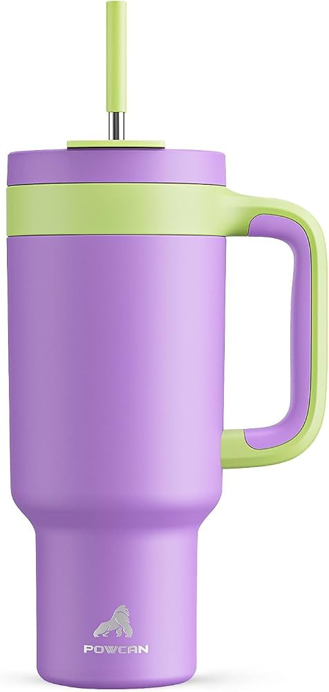 POWCAN 40 oz Tumbler with Handle, 2-in-1 Straw and Sip Lid, Leakproof, Dishwasher Safe, Insulated... | Amazon (US)