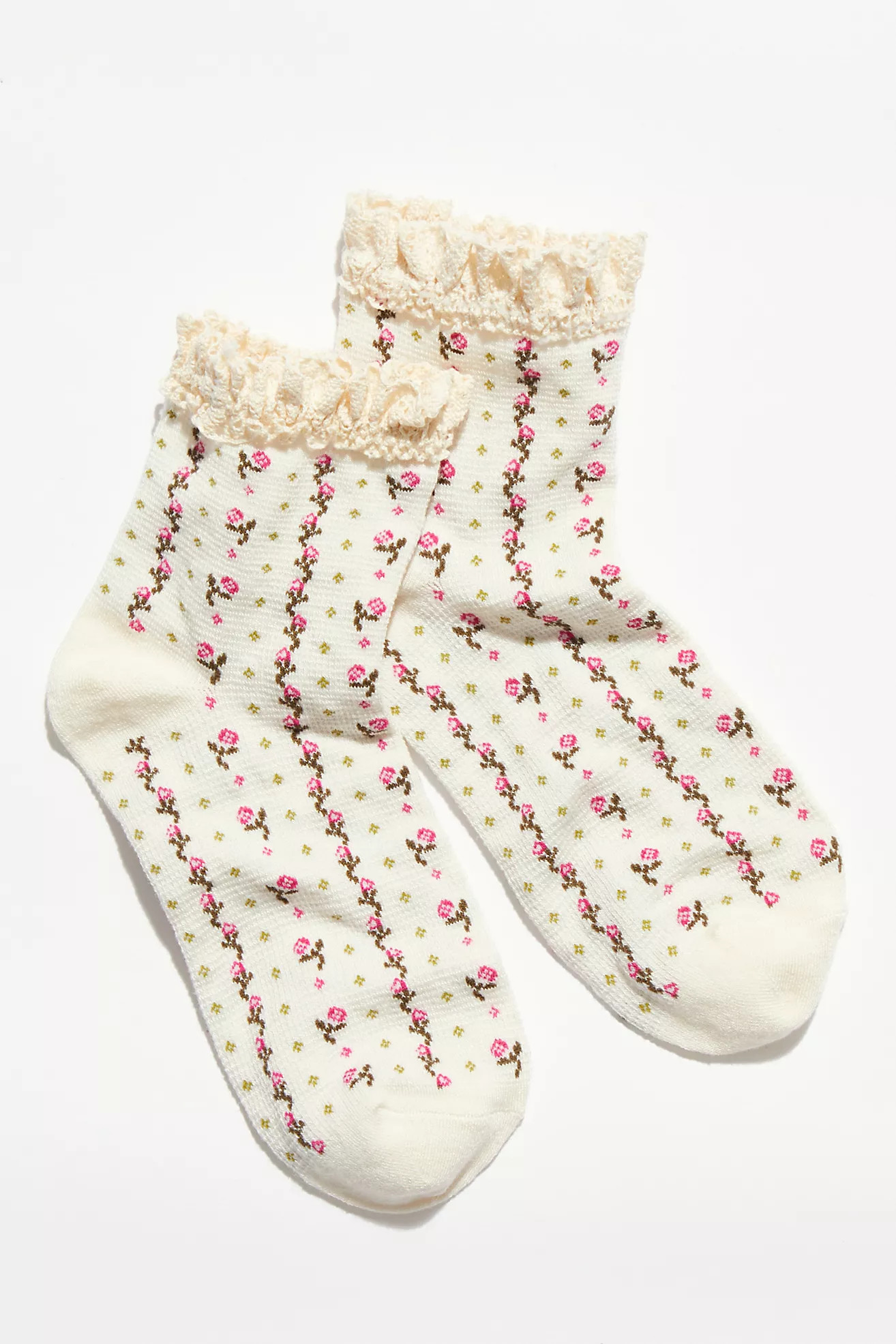 Rosebud Waffle Knit Ankle Socks | Free People (Global - UK&FR Excluded)