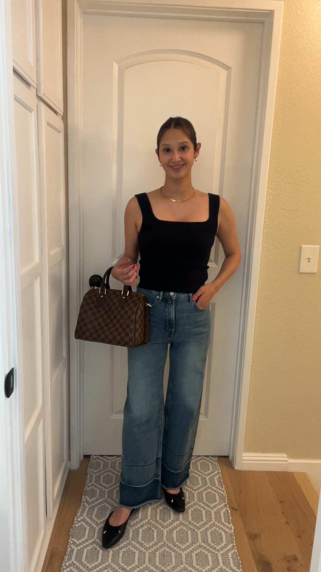 Wide leg denim pants styling | these run Small so I recommend sizing up one to two sizes 

#LTKWorkwear #LTKShoeCrush