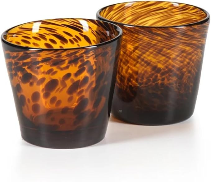 Zodax Tortoise Amber & Black All-Purpose Tumbler Glassware - Set of 6 (Tumbler) | Amazon (US)