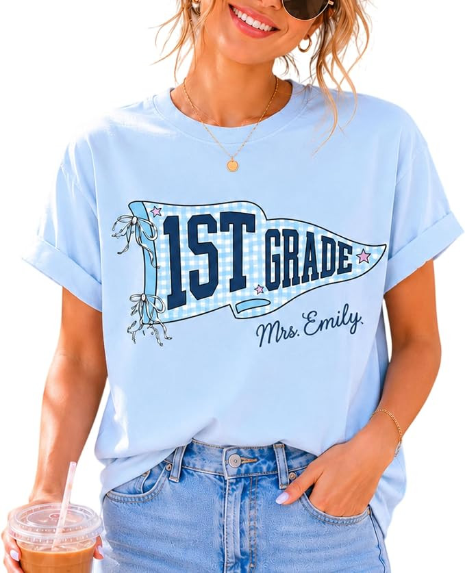 NAZENTI Personalized Teacher Shirt, First Grade Teacher Shirts Gift Custom Name, 1st Grade Outfit... | Amazon (US)